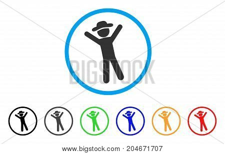 Gentleman Joy rounded icon. Style is a flat gentleman joy grey symbol inside light blue circle with black, gray, green, blue, red, orange variants. Vector designed for web and software interfaces.