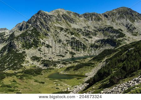 Amazing landscape with Prevalski lakes and Valyavishki chukar peak, Pirin Mountain, Bulgaria