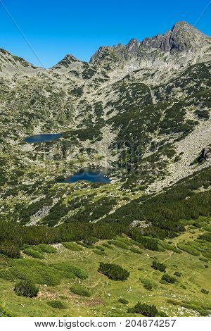Amazing landscape with Prevalski lakes and Dzhangal peak, Pirin Mountain, Bulgaria