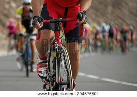 Cycling competition,cyclist athletes riding a race,detail cycling shoes