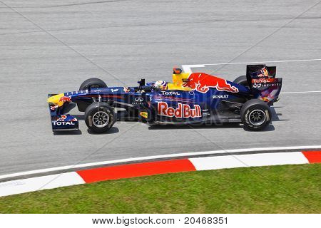 Sepang, Malaysia - 8. April: Sebastian Vettel (team Red Bull Racing) på første praksis på formel 1 G
