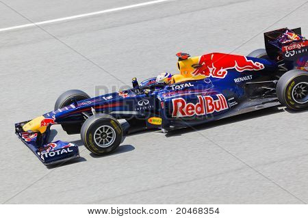 Sepang, Malaysia - 8. April: Sebastian Vettel (team Red Bull Racing) på første praksis på formel 1 G
