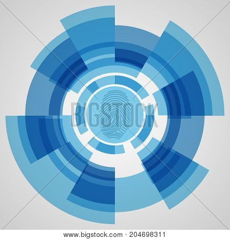 Identifying a user with a fingerprint. Vector graphics.