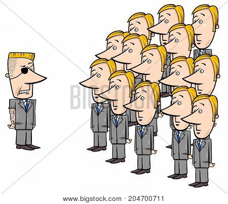 Young Employees And Manager Cartoon