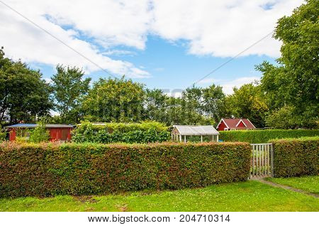 An allotment garden in town of Ringsted in Denmark