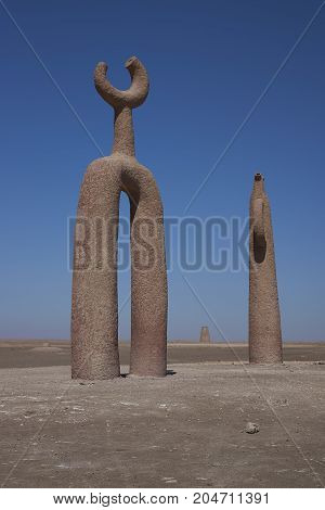 Arica, Chile - August 21, 2017: Sculptures known as 