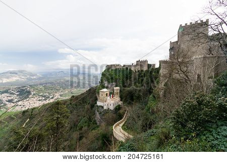 Three middle age castles located on Erice (Italy Sicily province of Trapani)