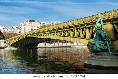 Mirabeau bridge, work of engineering 19 th century , Paris France.