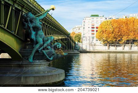 Mirabeau bridge, work of engineering 19 th century , Paris France.