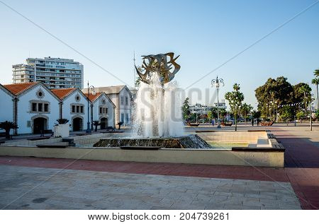 Larnaca, Cyprus, March 2017: Europe square with government buildings in Larnaca Cyprus