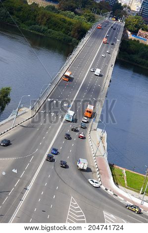 NIZHNY NOVGOROD RUSSIA - September 2017. Canavinsky bridge over the river Oka.