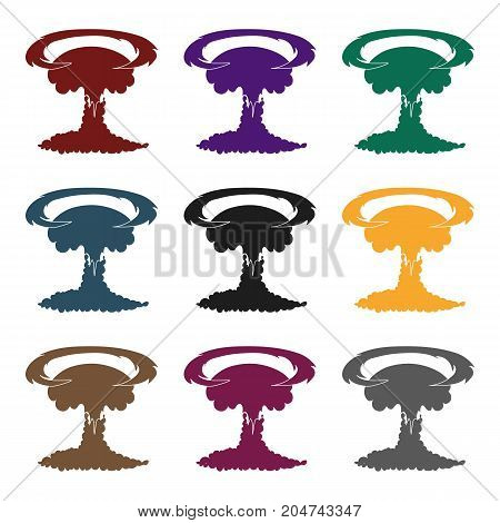 Nuclear explosion icon in black design isolated on white background. Explosions symbol stock vector illustration.