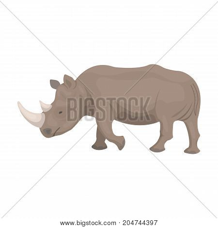 A large Indian rhinoceros. A wild animal, a rhinoceros single icon in cartoon style vector symbol stock illustration .