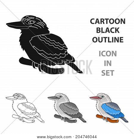 Kookaburra sitting on branch icon in cartoon design isolated on white background. Australia symbol stock vector illustration.