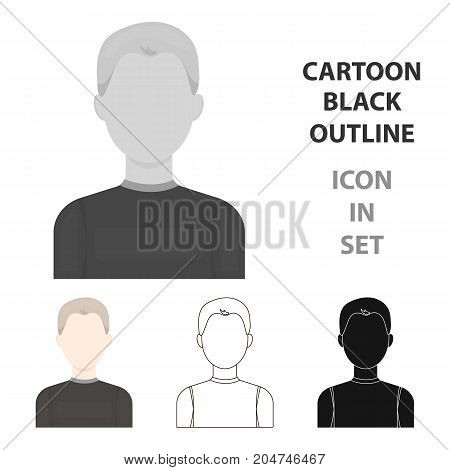 Boy icon cartoon. Single avatar, peaople icon from the big avatar monochro