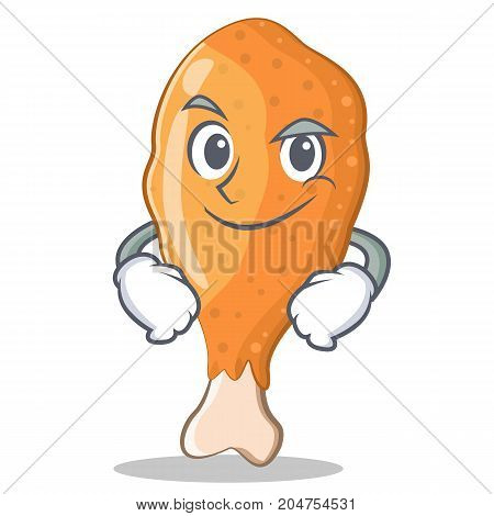 Smirking fried chicken character cartoon vector illustration