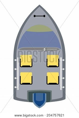 Seat Map Of Small Moter Boat On White Background
