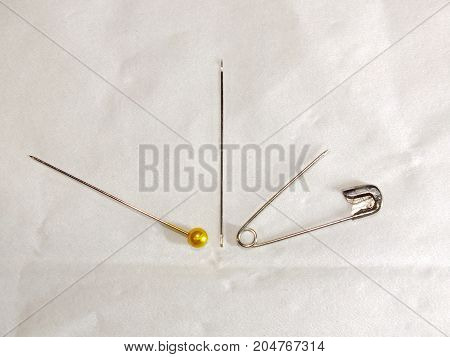 three types of needles that are often needed by women in keeping the look of their fashion is straight pin, sewing needle, pin