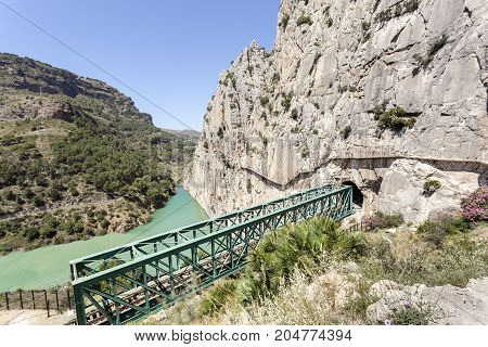 Water reservoir for the hydroelectric plant El Chorro near town Alora. Province of Malaga Spain