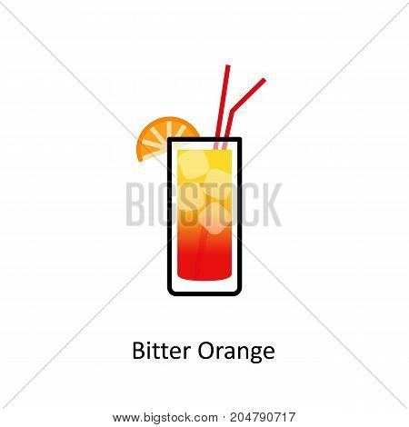 Bitter Orange cocktail icon in flat style. Vector illustration