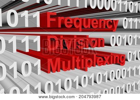 Frequency division multiplexing in the form of binary code, 3D illustration