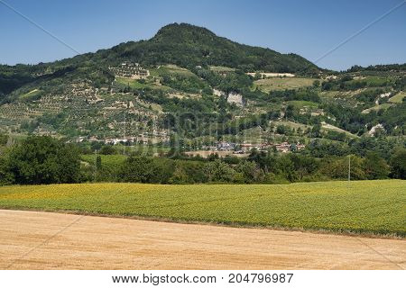 Rural landscape at summer along the road from Brisighella to Modigliana (Ravenna Emilia Romagna Italy)