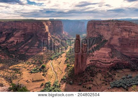 Arizona landscape - Canyon de Chelly - Spider Rock at sunrise.