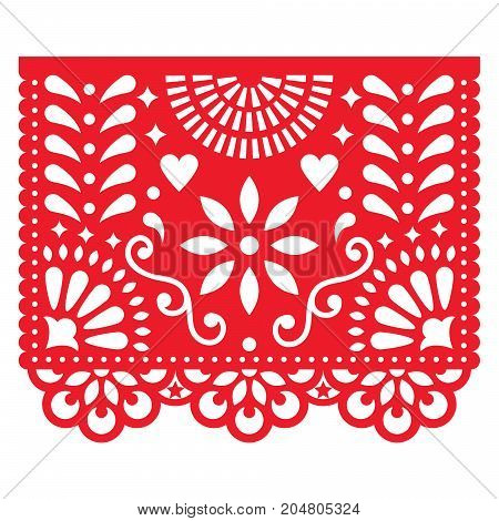 Mexican paper decorations - Papel Picado vector design, traditional fiesta banner inspired by garlands in Mexico