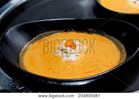 Still Life of a bowl of Lobster soup