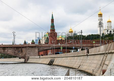 Moskva River And View Of Kremlin In Moscow