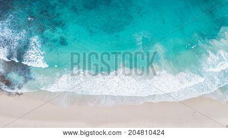 Sea Aerial view Top viewa mazing nature background.The color of the water and beautifully bright.Azure beach with rocky mountains and clear water of Thailand ocean at sunny day.flying dronesea view