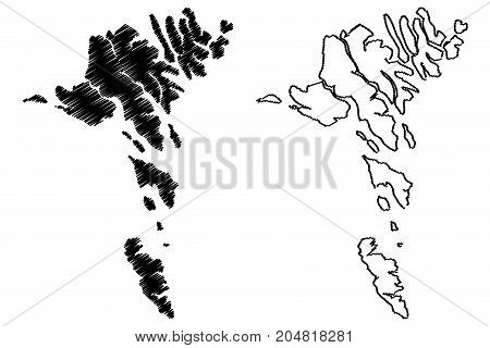 Faroe Islands map vector illustration , scribble sketch Faroe Islands