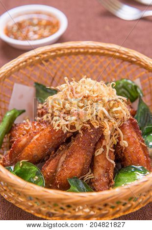chicken wings with herb and sauce - asia food