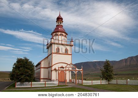 Church Of Grund In Eyjafjordur Iceland