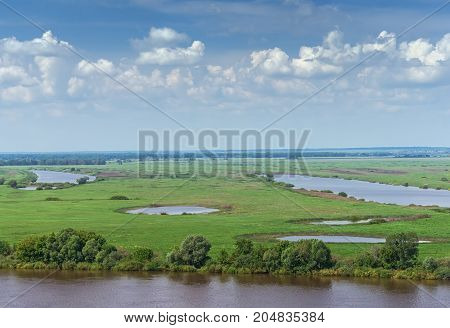 Meadows along the Oka River ( Volga tributary ). Ryazan region Central Russia