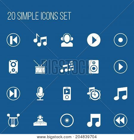 Set Of 20 Editable Song Icons. Includes Symbols Such As Tone, Musical Symbol, Rec And More