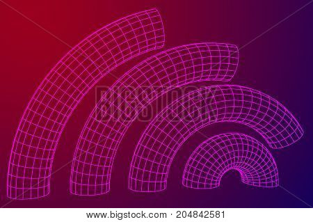Wireframe Mesh Bend Column. Connection Structure. Digital Data Visualization Concept. Vector Illustration.