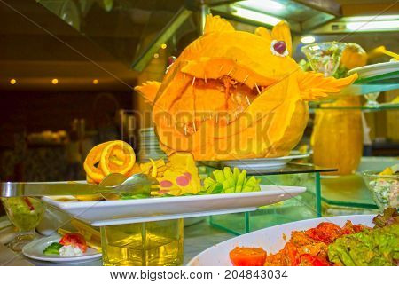 pumpkin carving fishes - traditional art at Egypt