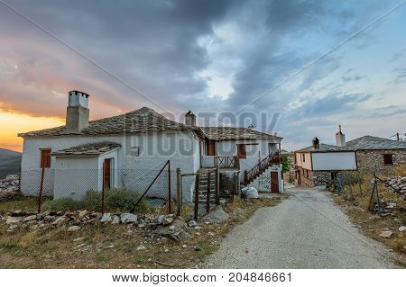 Traditional houses in Kastro village (oldest village on the island) on the Thassos Island Greece