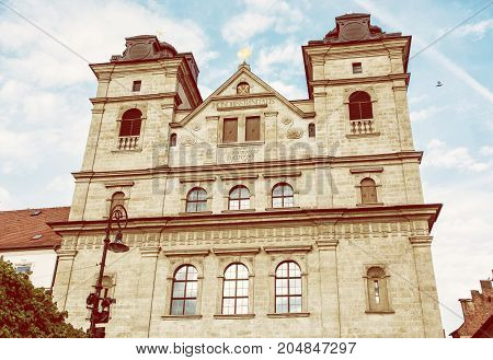 Church of the Holy Trinity in Kosice Slovak republic. Religious architecture. Yellow photo filter.