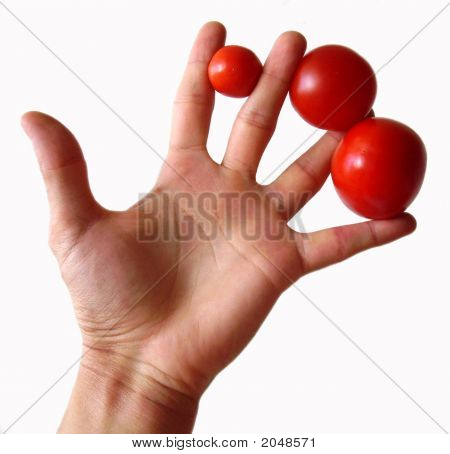 Hand With Tomatoes