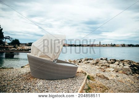 Sea. Sea coast. Sea view. The stony coast of the Adriatic Sea