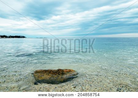 Sea. Sea coast. Sea view. The stony coast of the Adriatic Sea