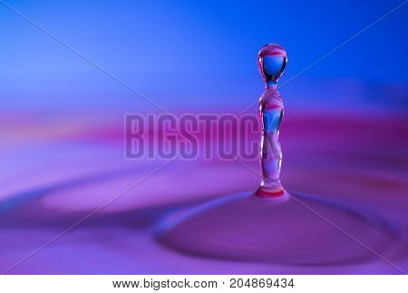 Macro water drop purple and blue colors