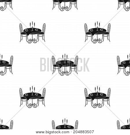 Served table in the restaurant. Furniture single icon in black style Isometric vector symbol stock illustration .