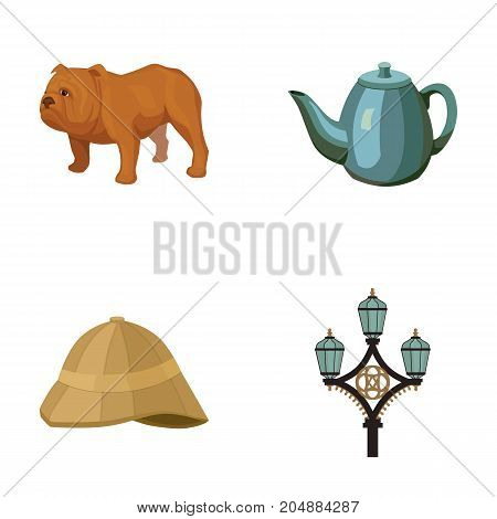 breed dog, teapot, brewer .England country set collection icons in cartoon style vector symbol stock illustration .