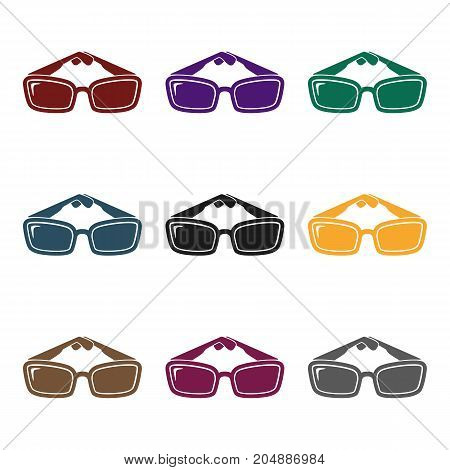 Sunglasses icon in black design isolated on white background. Picnic symbol stock vector illustration.
