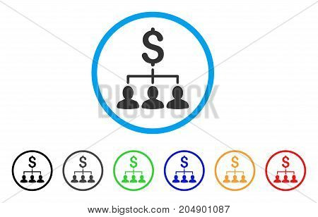 Payment Relations rounded icon. Style is a flat payment relations gray symbol inside light blue circle with black, gray, green, blue, red, orange versions.
