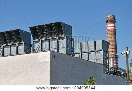 Smoke stack and air filtes of the power plant