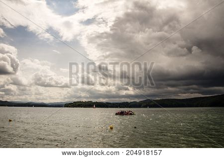 Poland lake Solina in summer time. Bieszczady.